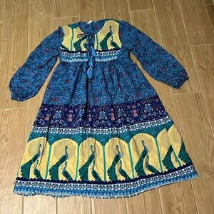 R.Vivimos Women’s Long Sleeve Floral Print Retro V-Neck Tassel Dress